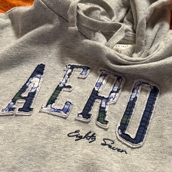 Aeropostale Heather Gray Hoodie with Navy Text - Picture 4 of 8